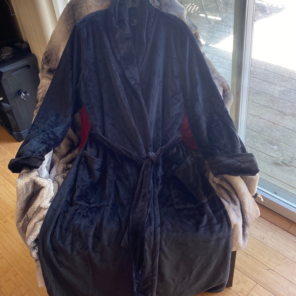 Black Heavy Luxurious Velvet Inside and Out Long Robe Never Used